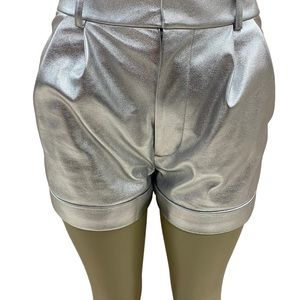 Alice + Olivia metallic silver shorts